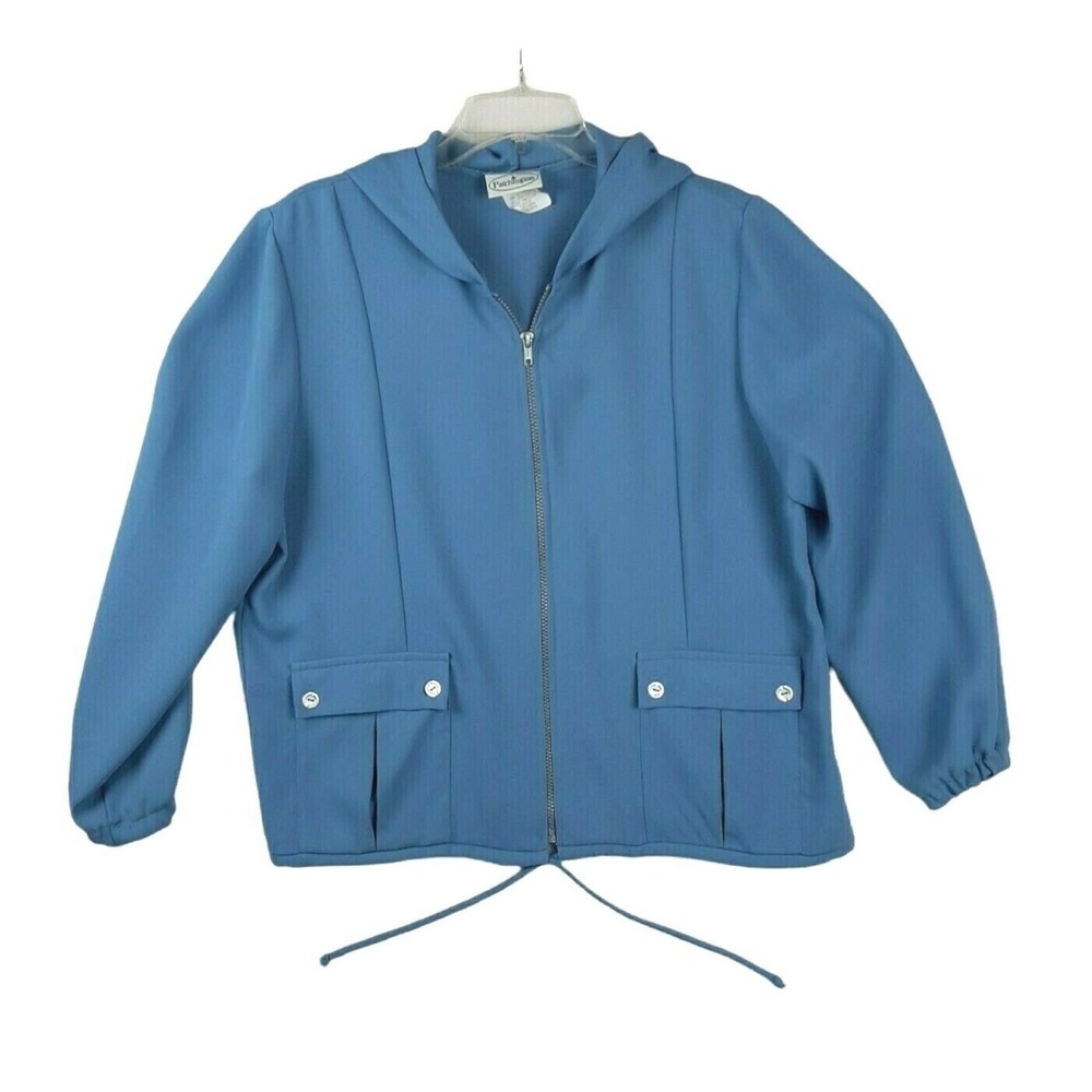 Vtg Patchington Hooded Jacket womens Size M polyester zipper front hoodie sweat